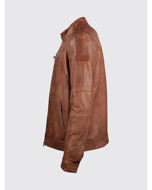 Peuterey Blue Leather Jacket for men