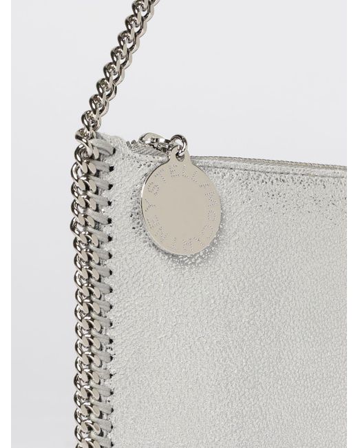 Stella McCartney White Falabella Laminated Cracked Synthetic Suede Pouch