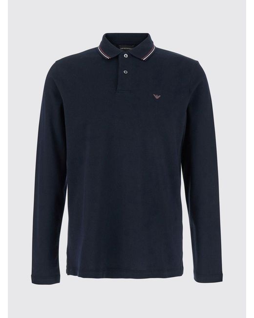 Emporio Armani Blue Slim Fit Long-Sleeved Polo Shirt for men