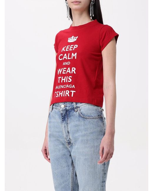 Balenciaga Red Keep Calm Cotton Crop Top