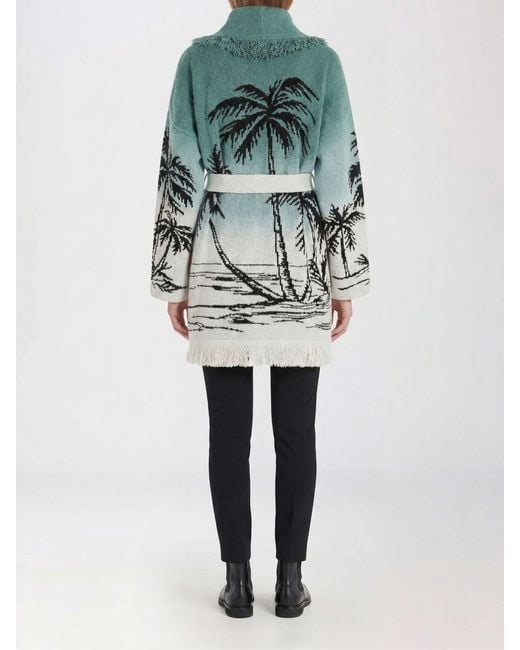 Alanui Blue Cotton Blend Cardigan With Graphic