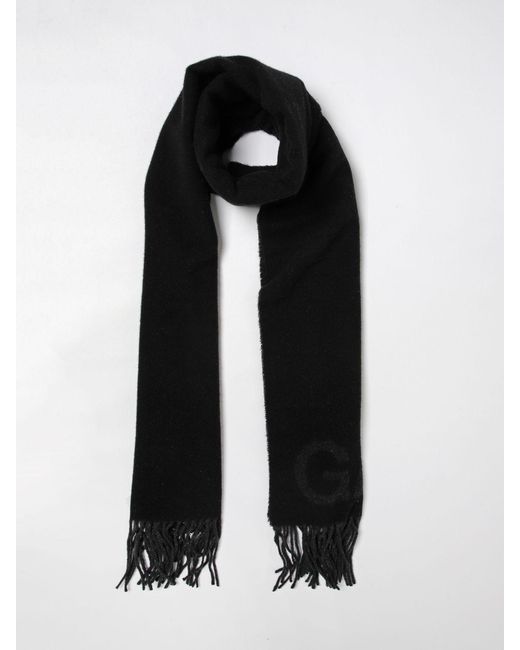 Ganni Black Recycled Wool Scarf With Logo