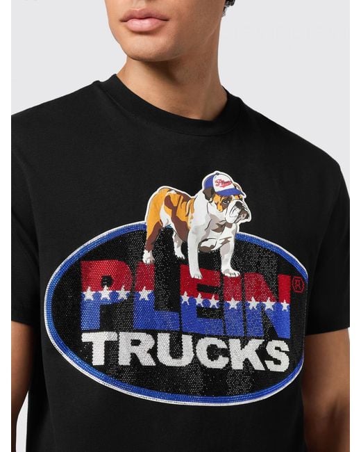 Philipp Plein Black Printed Cotton T-Shirt for men