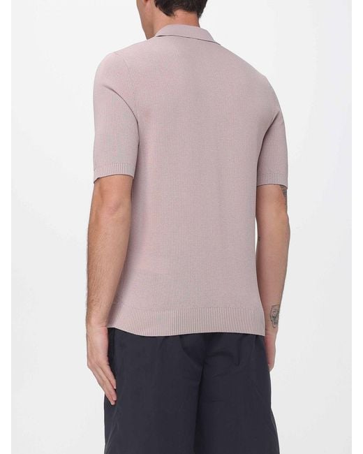 Eleventy Purple Cotton Knit Polo for men