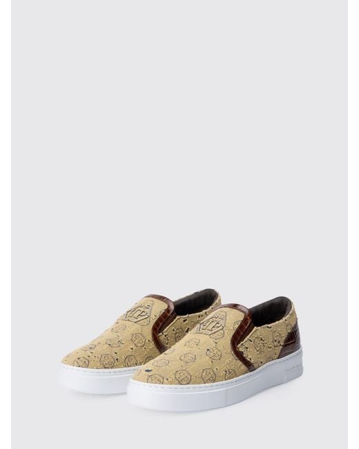 Philipp Plein White Canvas Sneakers With Hexagon Jacquard for men