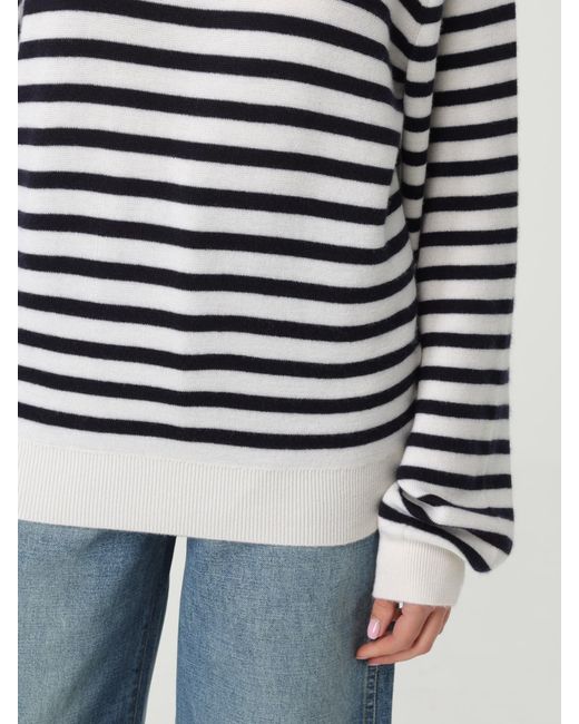Khaite Blue Cashmere Striped Crewneck Sweater