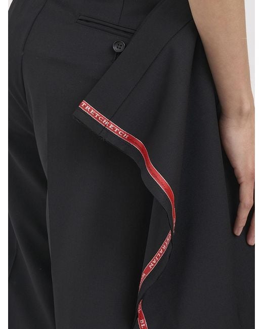 Junya Watanabe Black Asymmetrical High-Waisted Wide-Leg Trousers