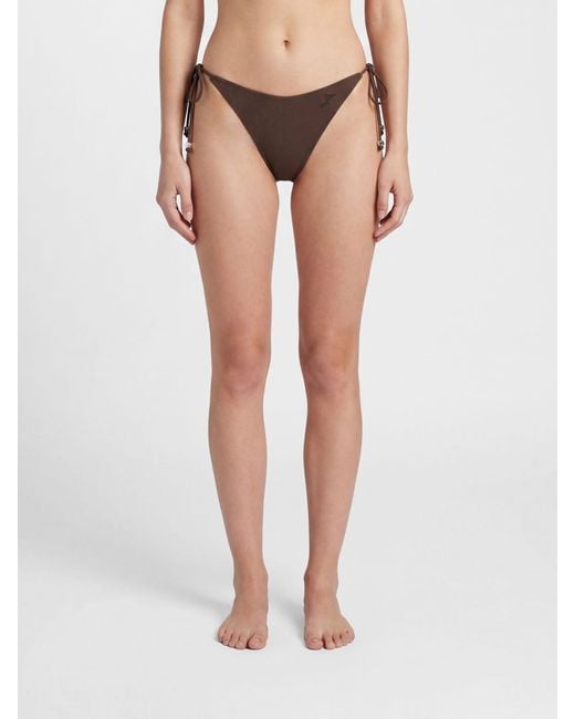 Jacquemus Natural Mid-Rise Bikini Bottoms With Adjustable Side Ties