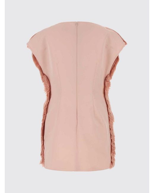 Jil Sander Pink Satin Sheath Mini Dress With Round Neck