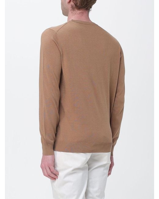 Kangra White Cotton And Silk Crew Neck Pullover for men