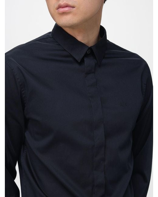 ARMANI EXCHANGE Blue Classic Poplin Shirt for men