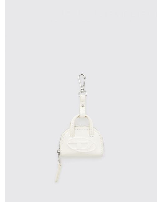 DIESEL White 1Dr Dome Leather Charm