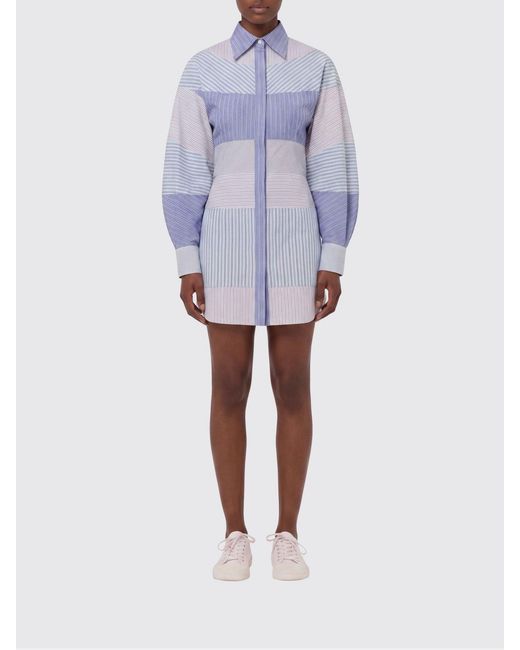 Moschino Blue Striped Cotton Shirtdress