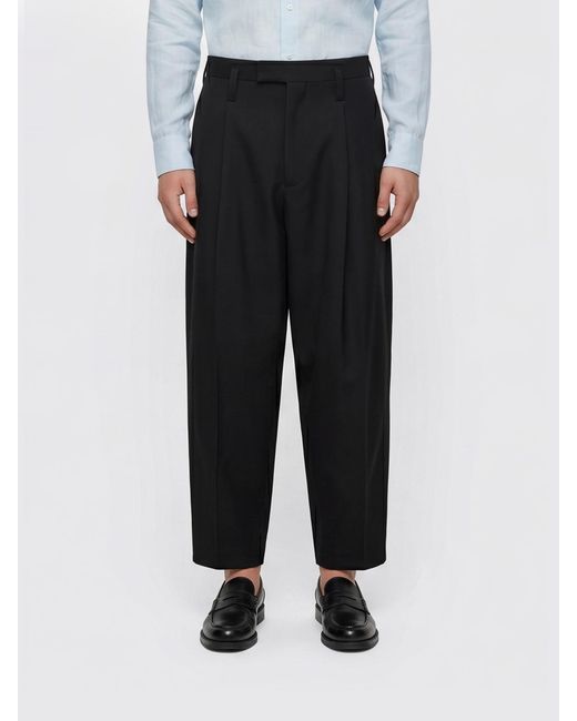 Jil Sander Black Wide-Leg Virgin Wool Tailored Trousers for men
