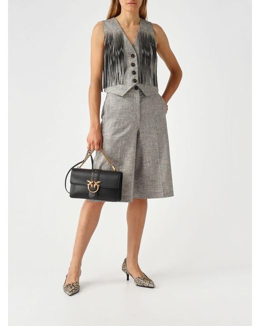 Pinko Gray Cotton And Linen Blend Shorts