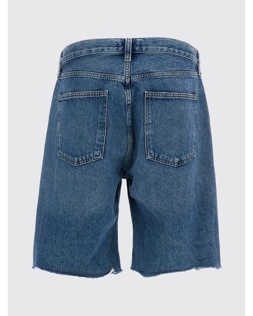 Agolde Blue Knee-Length Denim Shorts With Five-Pocket Design for men