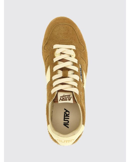 Autry Natural Windspin Leather And Laminated Leather Sneakers With Carved Logo