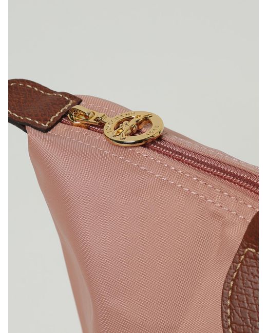 Longchamp Pink Le Pliage Original M Nylon And Grained Leather Bag