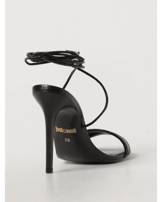 Sandalo in pelle sintetica stampa cocco di Just Cavalli in Black