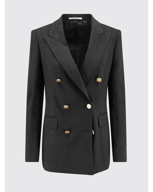 Tagliatore Gray Double-Breasted Viscose Blend Blazer