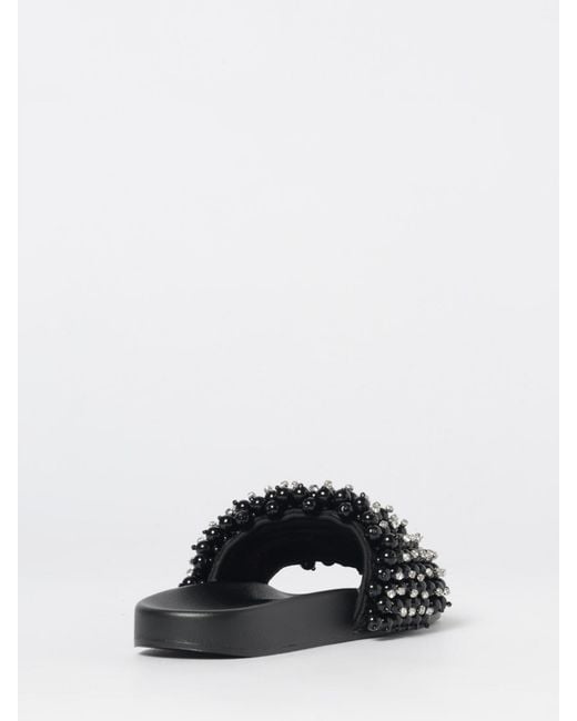 Kurt Geiger White Meena Eagle Rubber Sliders With Synthetic Beads And Rhinestones