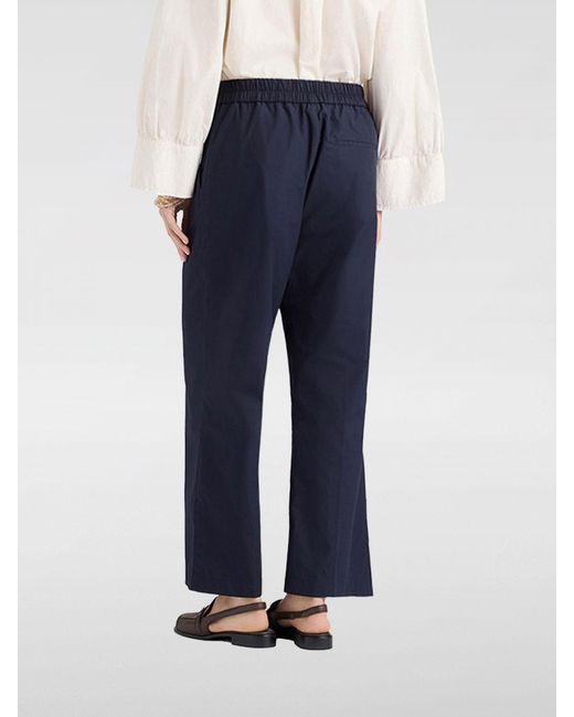 Momoní Blue Momon&Igrave Cropped Cotton Trousers With Elasticated Drawstring Waist