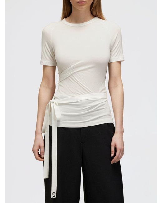 Y-3 White Draped Lycra T-Shirt