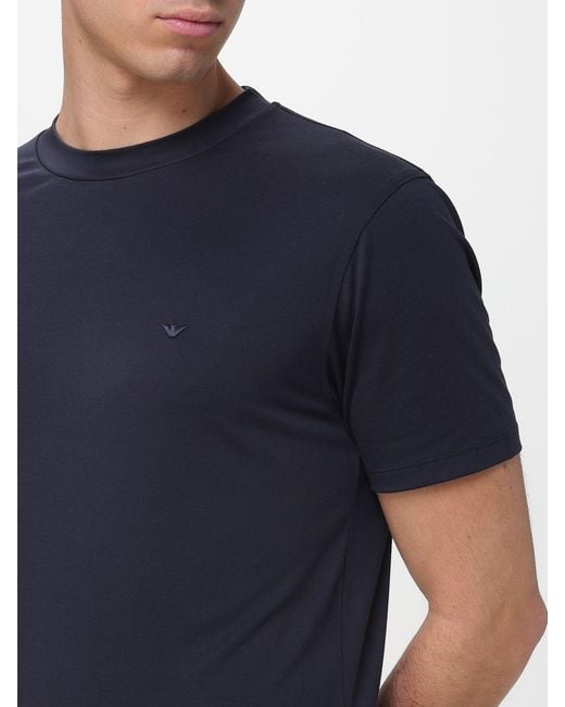 Emporio Armani Blue Basic Silk Blend T-Shirt for men