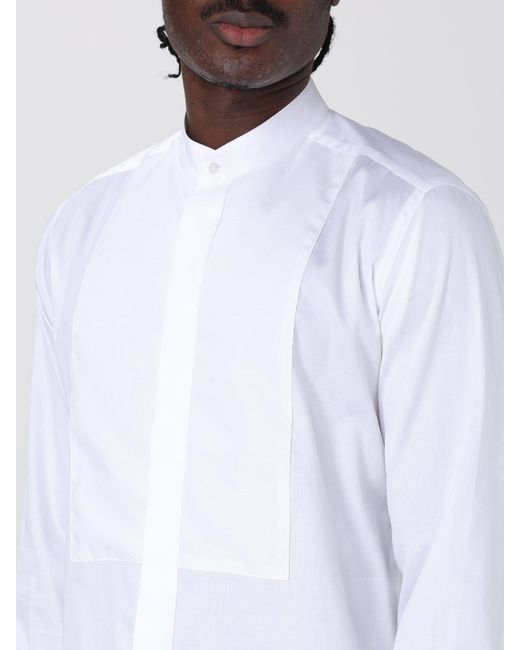 Karl Lagerfeld White Mandarin Collar Shirt Long Sleeves for men