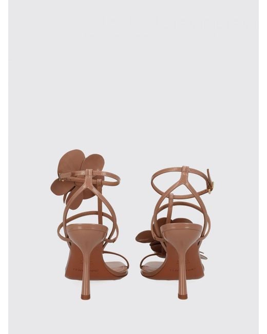 Zimmermann Pink Orchid Leather Stiletto Sandals With Flower Appliqué