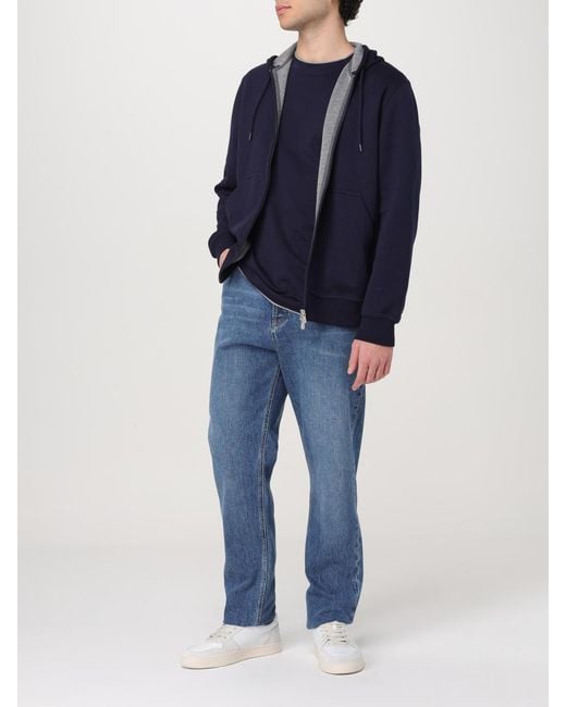 Brunello Cucinelli Blue Cotton Hoodie for men