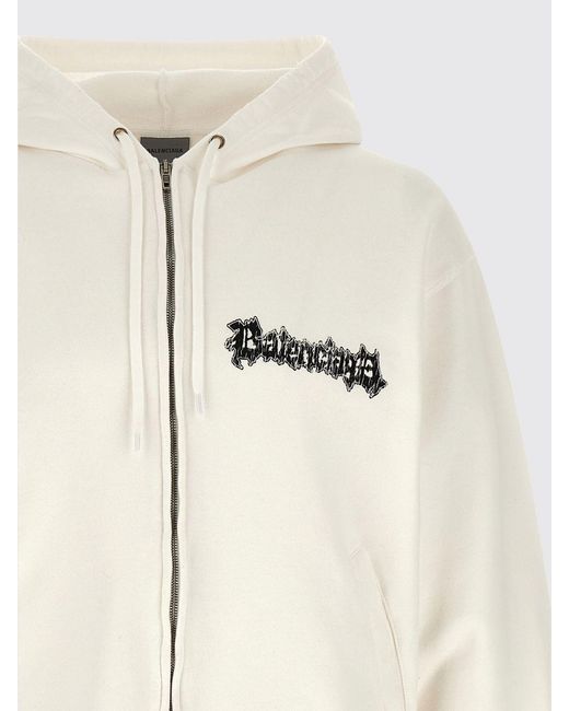 Balenciaga Natural Printed Cotton Hoodie for men