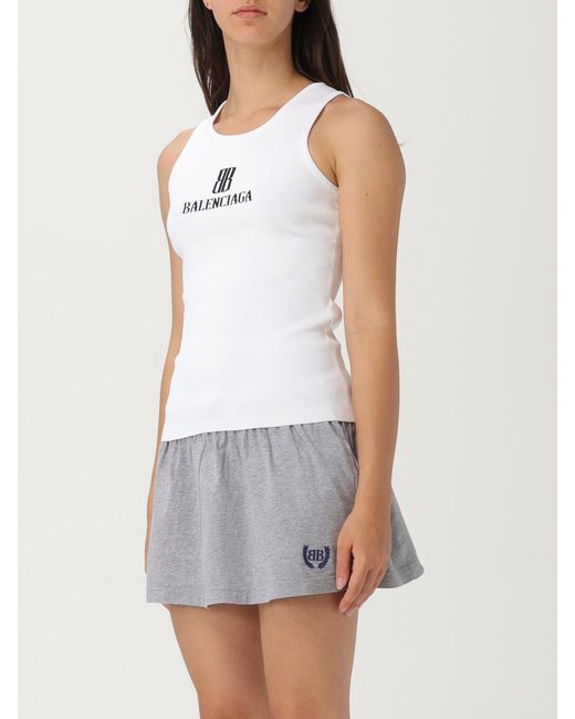 Balenciaga White Logo Motif Tank Top