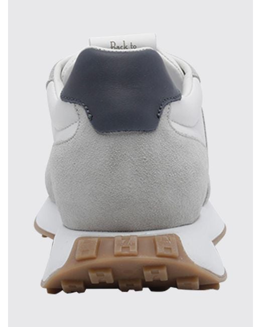 Hogan White H601 Smooth And Suede Leather Trainers With Serrated Sole for men