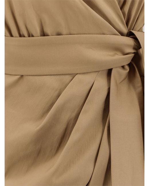 Max Mara Natural Cotton Blend Midi Wrap Dress