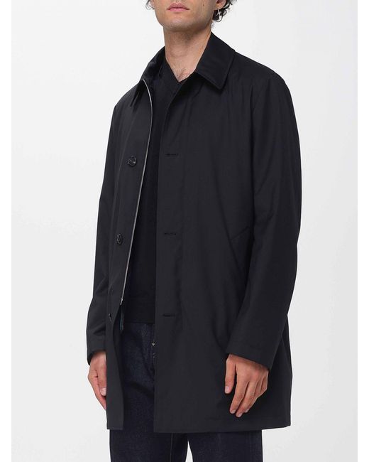 Paul Smith Blue Single-Breasted Knee-Length Wool Coat With Classic Collar for men
