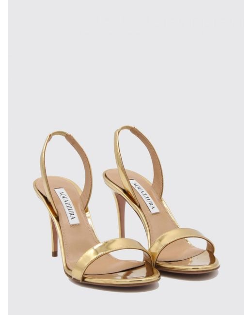 Aquazzura Natural So Nude Laminated Leather Slingback Sandals With A Stiletto Heel
