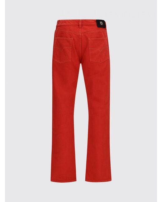 Versace Red Denim Straight Jeans for men