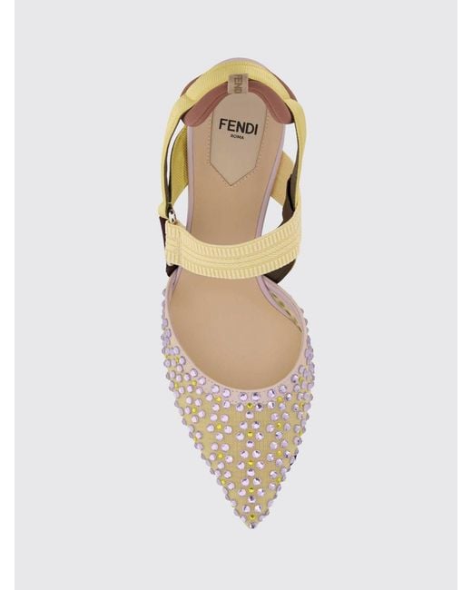 Fendi White Colibrì Mesh Nylon Slingbacks With Rhinestones