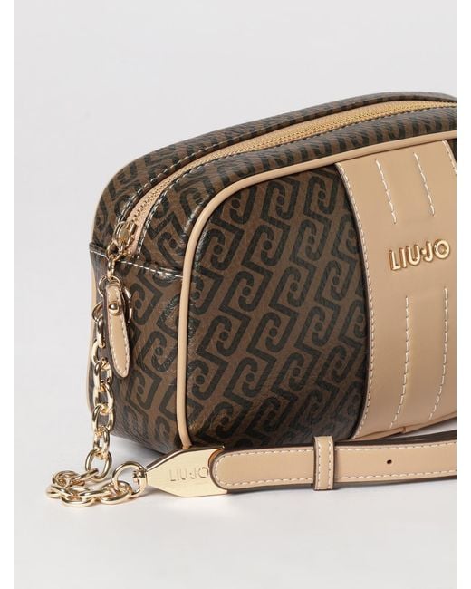Liu Jo Brown Grained Faux Leather Bag With Printed Monogram