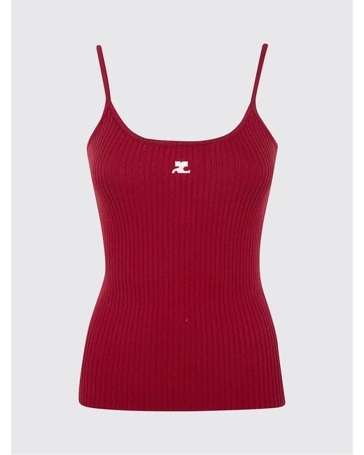 Courreges Red Courr&Egrave	Ges Ribbed Jersey Tank Top