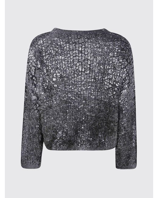 Avant Toi Blue Cashmere And Silk Crewneck Jumper Embellished With Sequin Embroidery