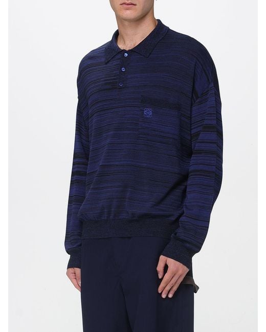 Loewe Gestreifter Polo-Pullover in Blue für Herren