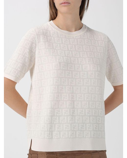 Fendi White Ff Cotton And Viscose Knit