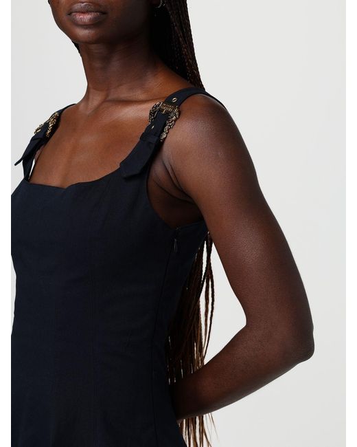 Versace Jeans Couture Blue Stretch Cotton Mini Dress