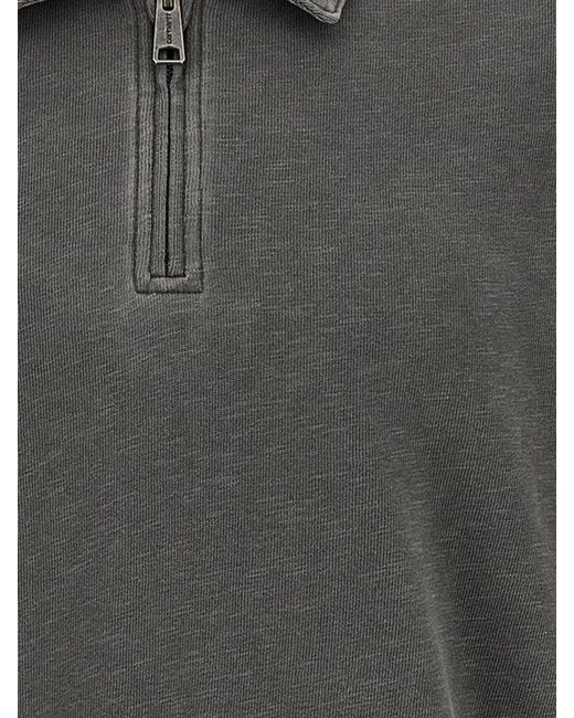 Carhartt Gray Long-Sleeved Cotton Polo Shirt With Zip Closure for men