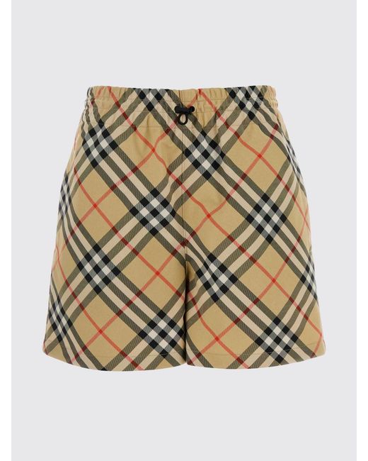 Burberry Natural Polyester Shorts With Vintage Check Pattern