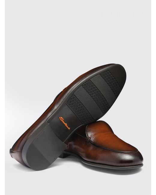 Santoni Brown Refined Slip-On Loafers: Classic Comfort And Sophisticated Style for men