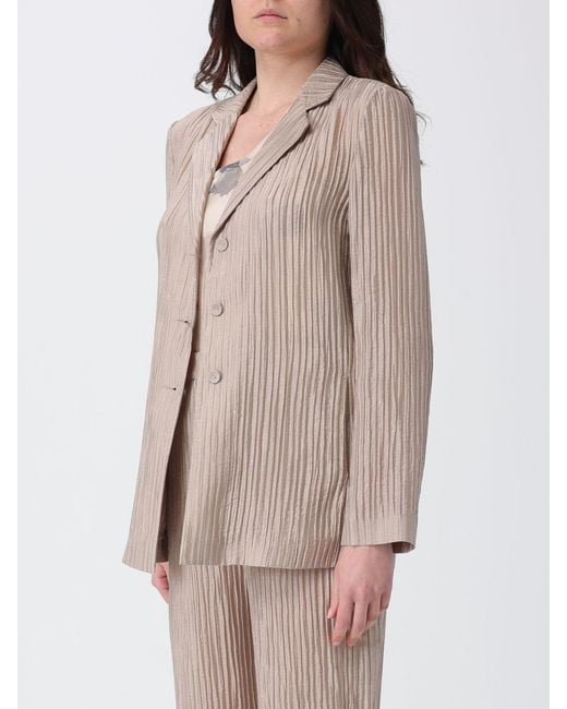 Emporio Armani Natural Lurex Pleated Creponne Blazer