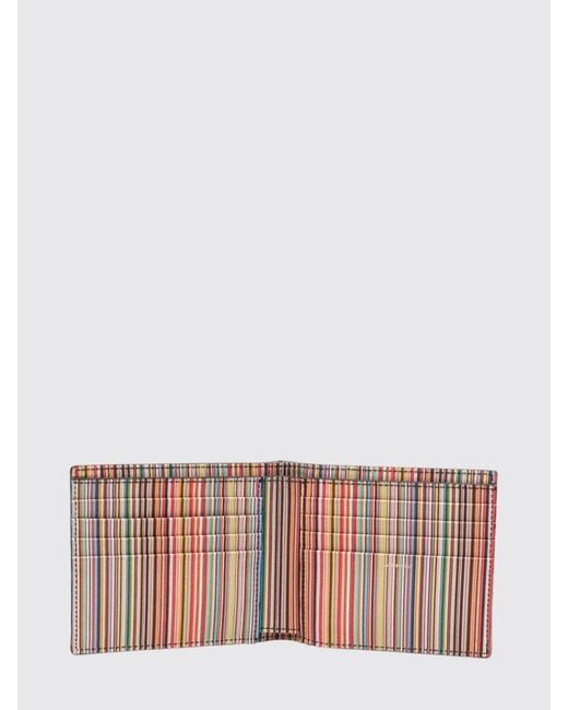 Paul Smith White Bifold Calfskin Leather Wallet With Striped Interior And Laminated Logo for men